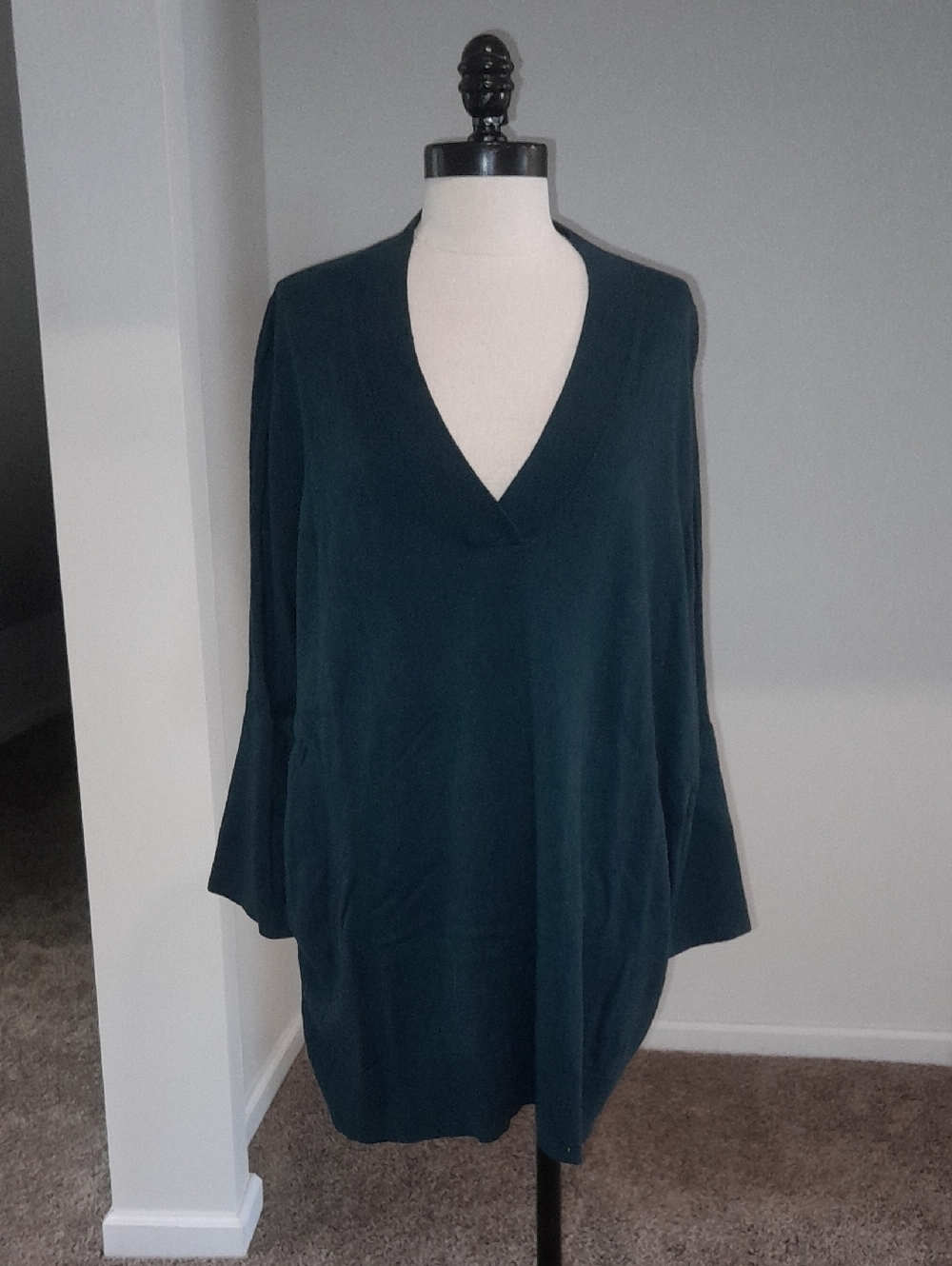 LOFT Deep Teal V-Neck Long Sleeve Sweater